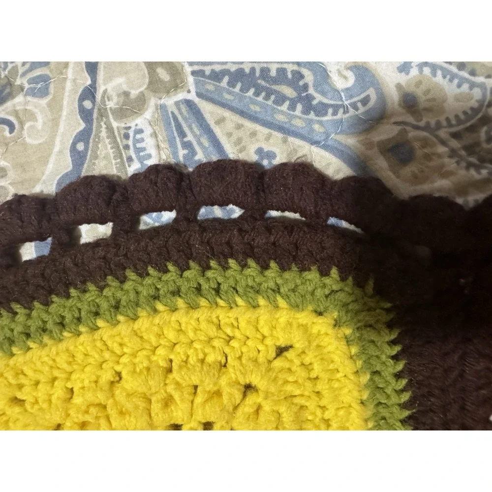 Vintage Hand Knit Crochet Throw Afghan 38